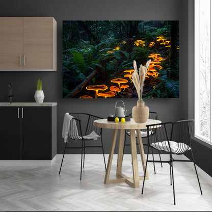 Glowing paddenstoelen in mystiek boslandschap canvas