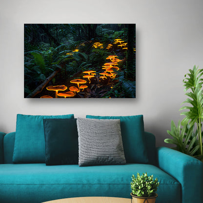 Glowing paddenstoelen in mystiek boslandschap canvas