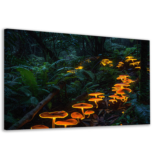 Glowing paddenstoelen in mystiek boslandschap canvas