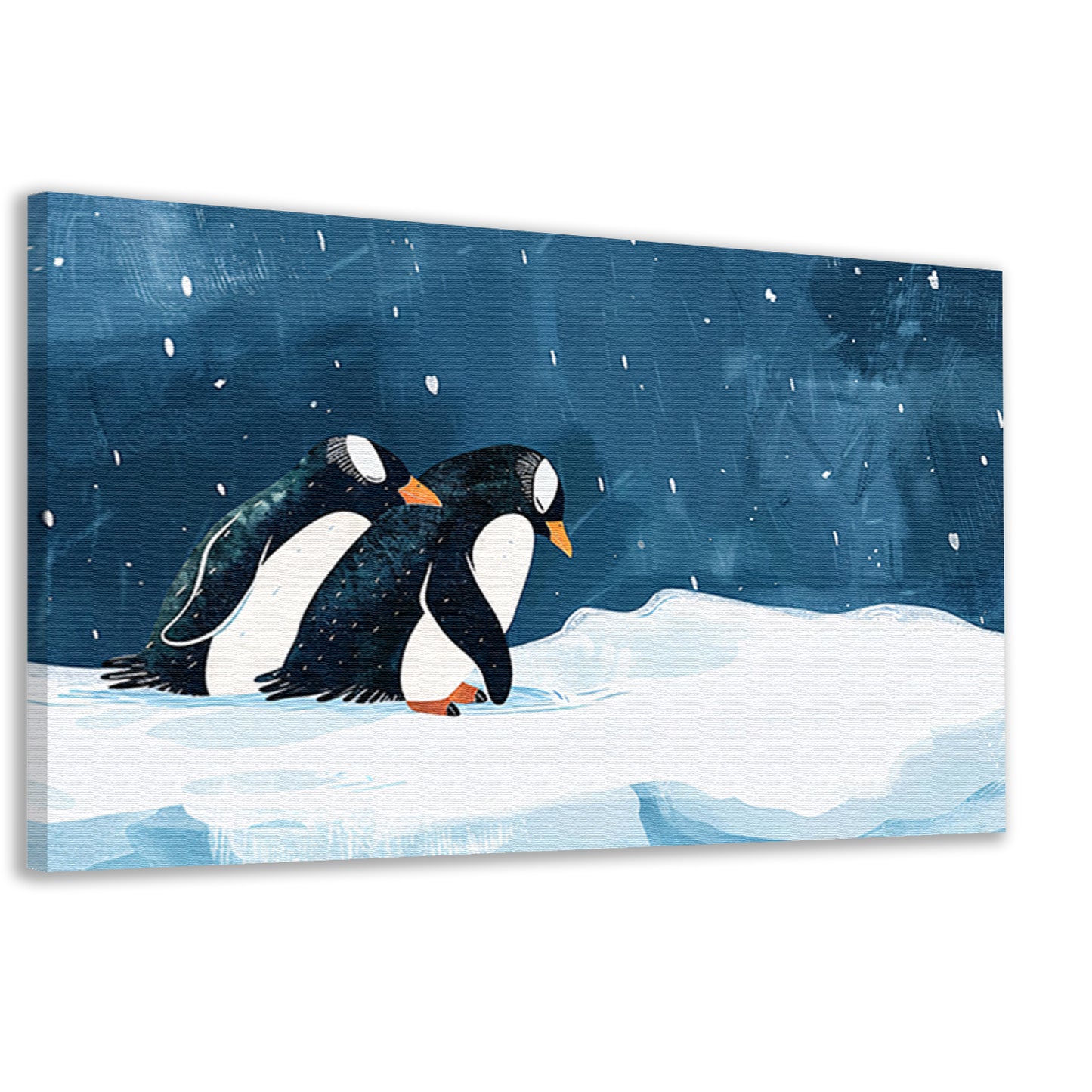 Twee pinguïns in een besneeuwd landschap   canvas