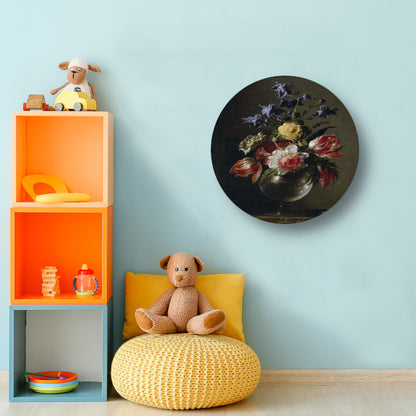 Vaas met bloemen - Juan de Arellano aluminium muurcirkel