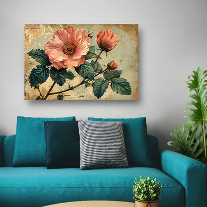 Aquarel Bloemstilleven met Roze Roos canvas