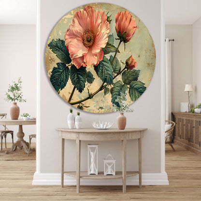 Aquarel Bloemstilleven met Roze Roos forex muurcirkel