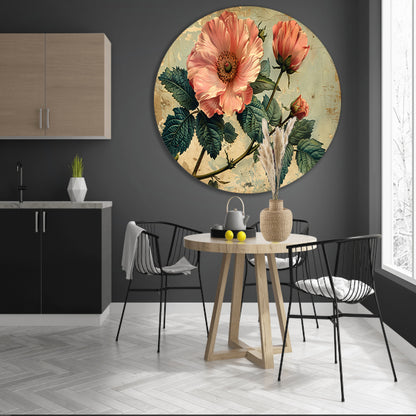 Aquarel Bloemstilleven met Roze Roos forex muurcirkel