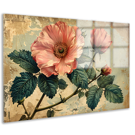Aquarel Bloemstilleven met Roze Roos acrylglas