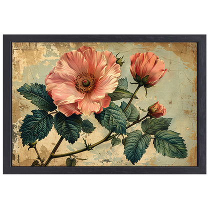Aquarel Bloemstilleven met Roze Roos canvas met baklijst
