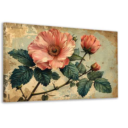 Aquarel Bloemstilleven met Roze Roos canvas