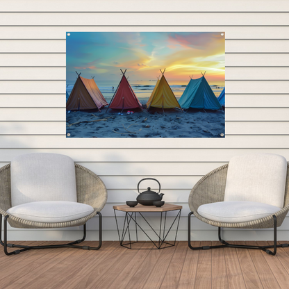 Minimalistische Strandtenten tuinposter