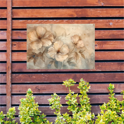 Sepia bloemenkunst met elegante natuurlijke vormen tuinposter