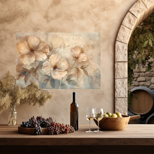 Sepia bloemenkunst met elegante natuurlijke vormen tuinposter