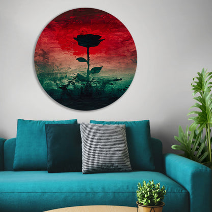 Moderne abstracte bloem met dynamische kleuren aluminium muurcirkel
