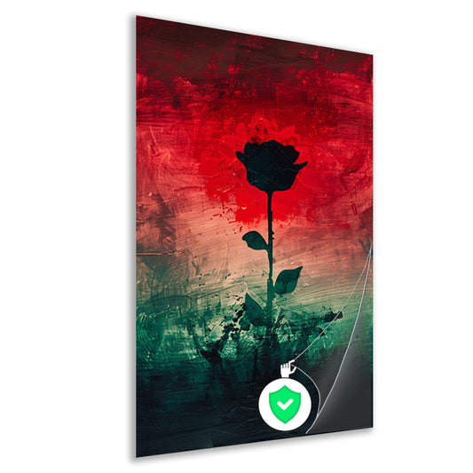 Moderne abstracte bloem met dynamische kleuren poster