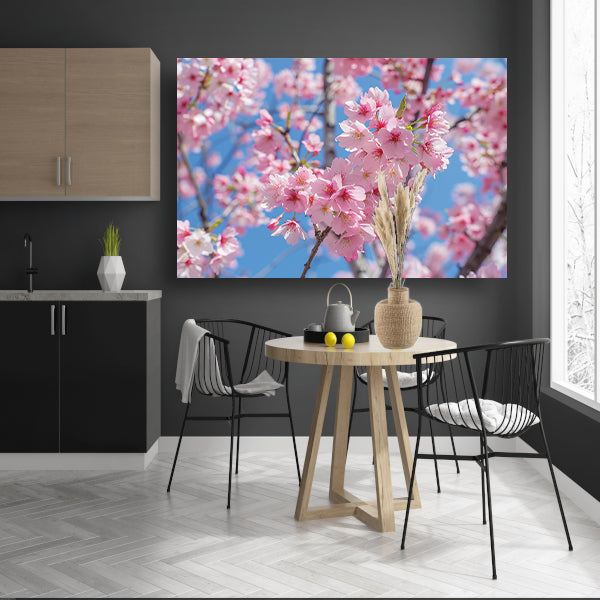 Roze bloesem op een zonnige dag poster