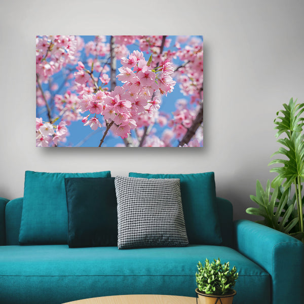 Roze bloesem op een zonnige dag poster