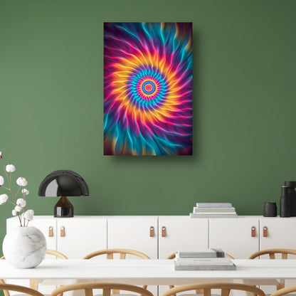 Abstract Psychedelische Bloem in Wervelende Kleuren canvas met baklijst