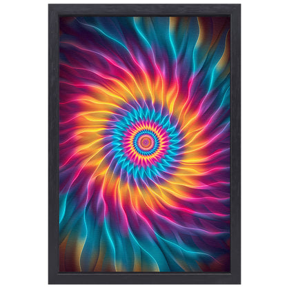 Abstract Psychedelische Bloem in Wervelende Kleuren canvas met baklijst