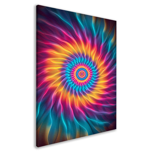 Abstract Psychedelische Bloem in Wervelende Kleuren canvas