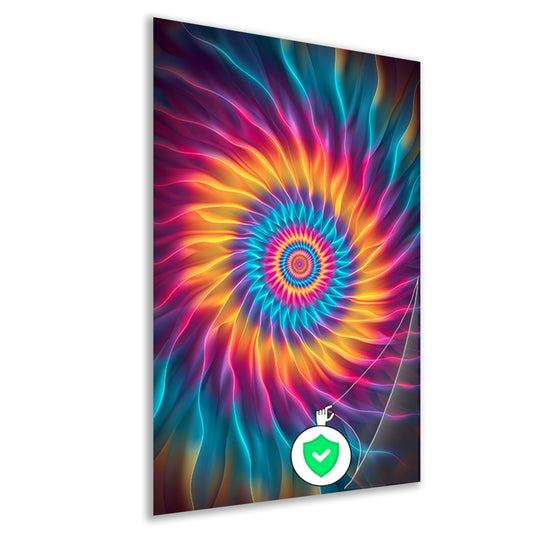 Abstract Psychedelische Bloem in Wervelende Kleuren poster