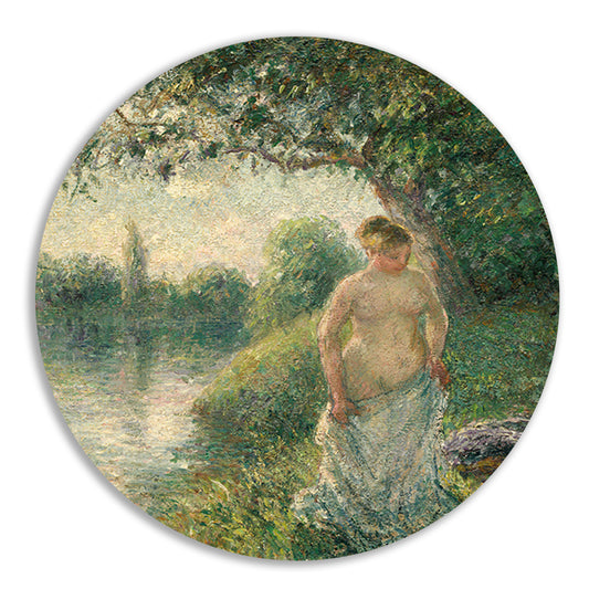 De bader - Camille Pissarro aluminium muurcirkel