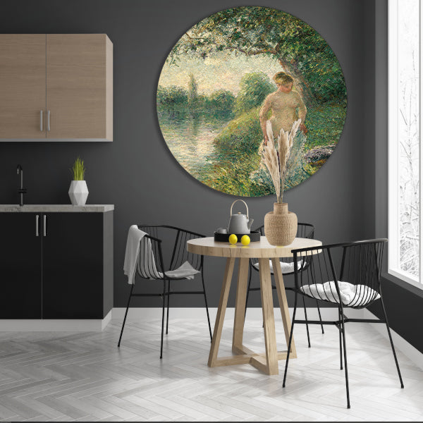 De bader - Camille Pissarro aluminium muurcirkel