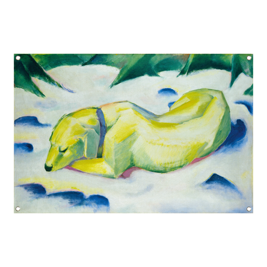 Liggende hond in de sneeuw - Franz Marc tuinposter
