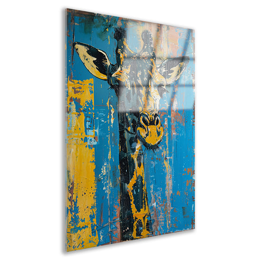 Abstracte schilderij van kleurrijke giraffe acrylglas