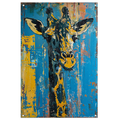 Abstracte schilderij van kleurrijke giraffe tuinposter