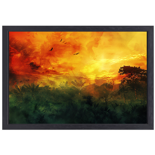 Junglezon in impressionistische stijl canvas met baklijst