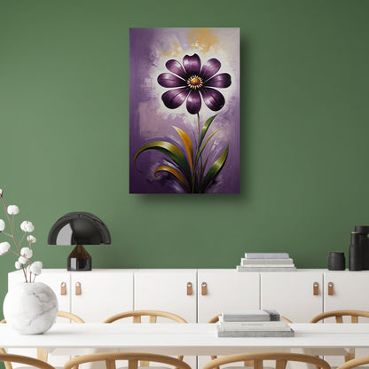 Paarse Bloem Impressie op Moderne Achtergrond canvas