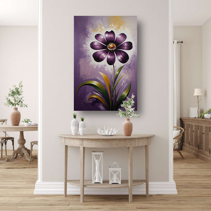 Paarse Bloem Impressie op Moderne Achtergrond canvas