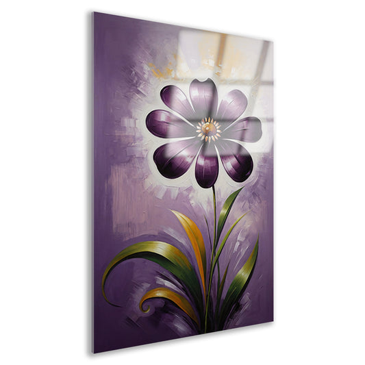 Paarse Bloem Impressie op Moderne Achtergrond Acrylglas