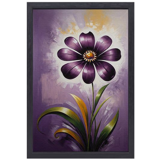 Paarse Bloem Impressie op Moderne Achtergrond canvas met baklijst