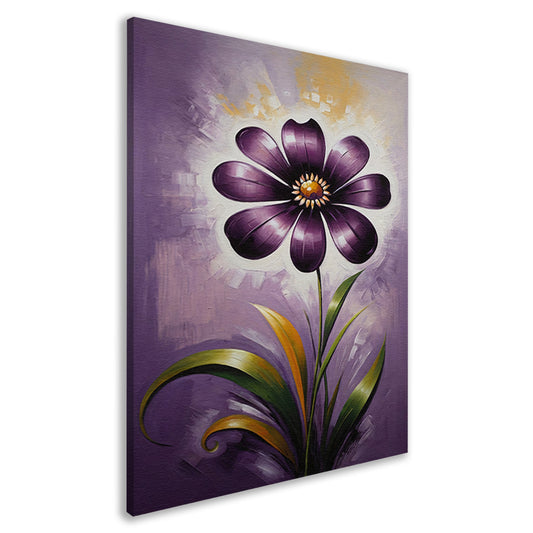 Paarse Bloem Impressie op Moderne Achtergrond canvas