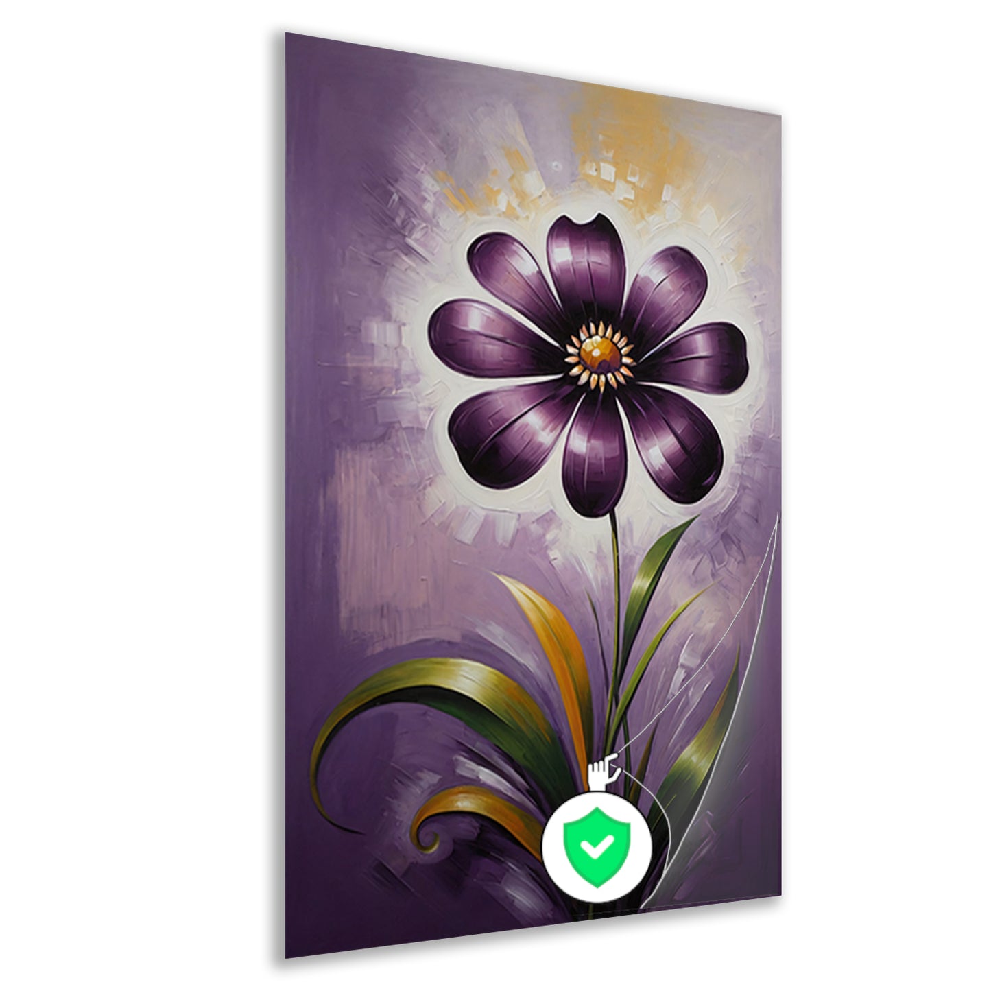 Paarse Bloem Impressie op Moderne Achtergrond poster