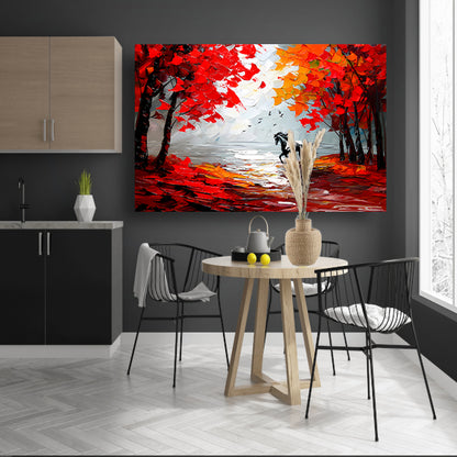Galopperend paard in kleurrijk herfstbos acrylglas