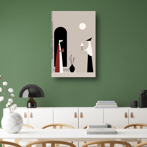 Twee Vrouwen in Minimalistisch Stijl canvas