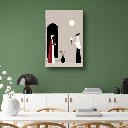 Twee Vrouwen in Minimalistisch Stijl canvas