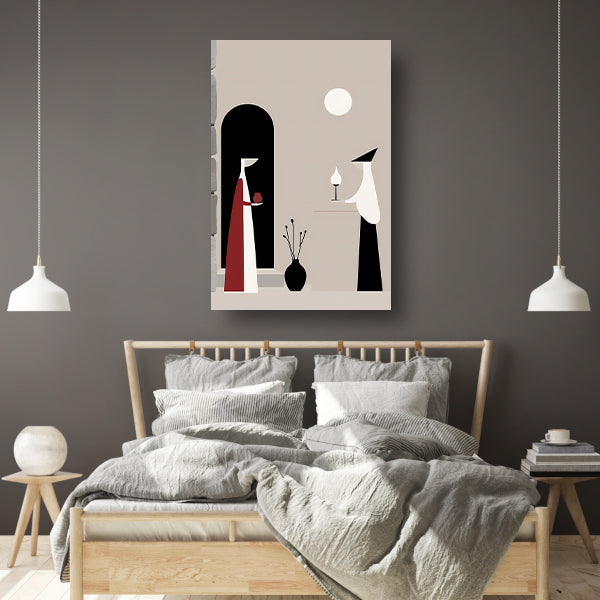 Twee Vrouwen in Minimalistisch Stijl canvas