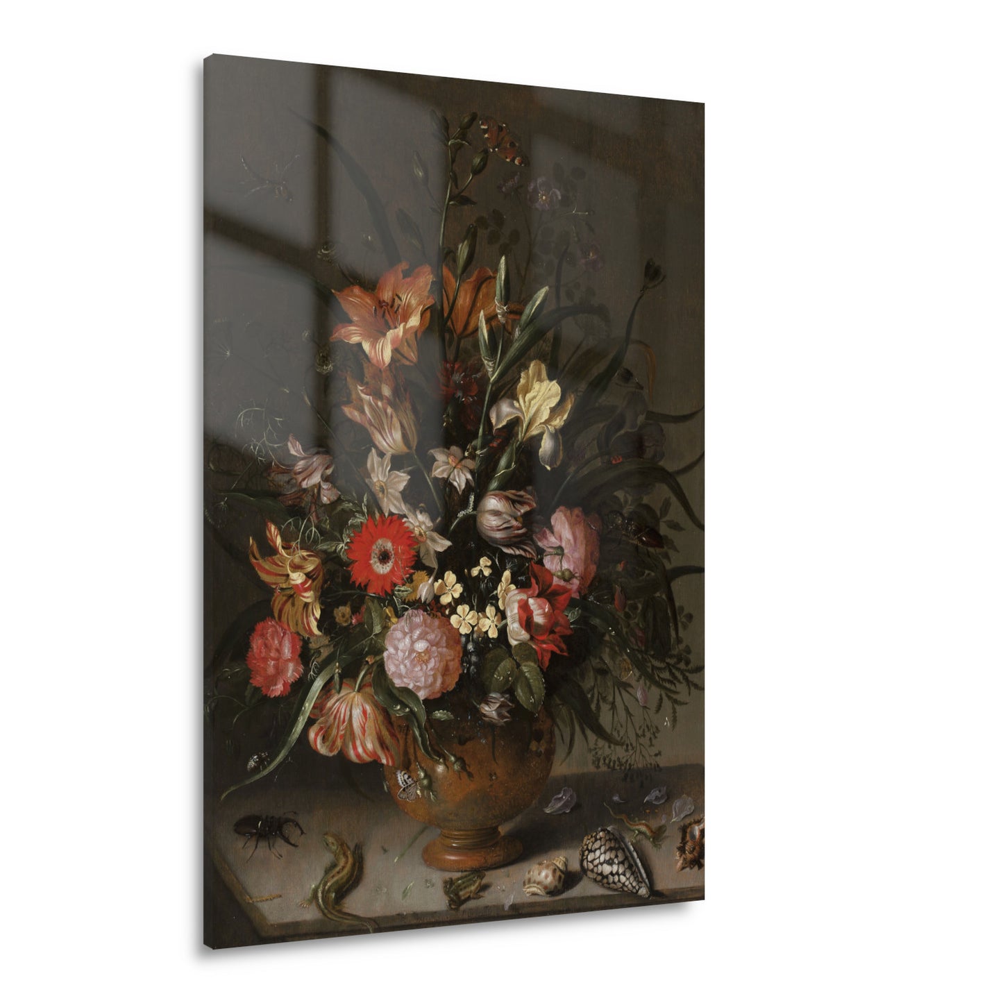Boeket bloemen in een vaas, insecten en kleine wezens - Jacob Marrel Acrylglas