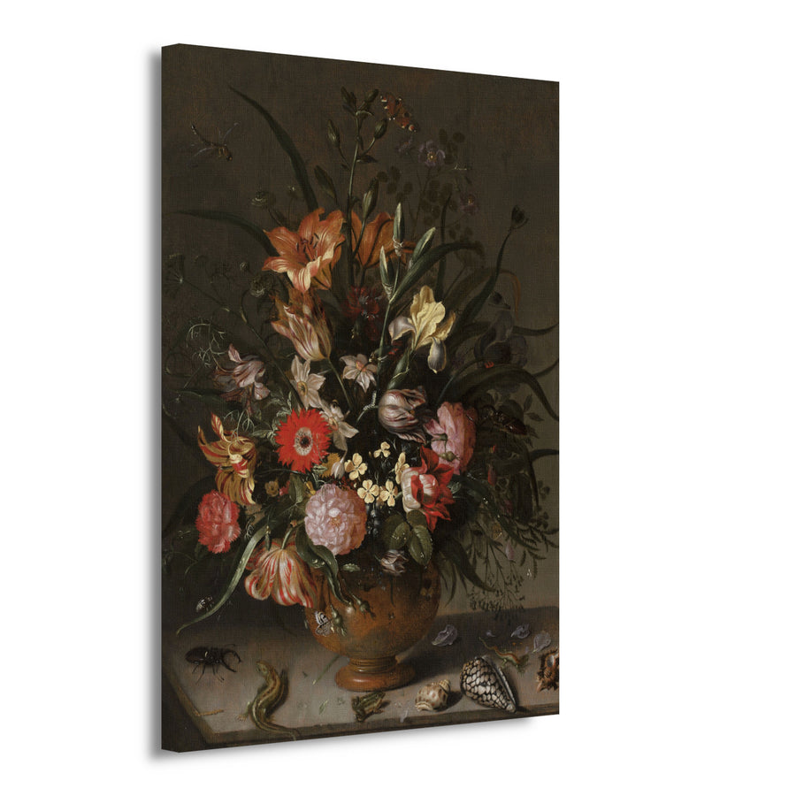 Boeket bloemen in een vaas, insecten en kleine wezens - Jacob Marrel canvas