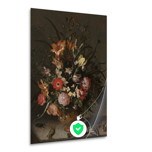 Boeket bloemen in een vaas, insecten en kleine wezens - Jacob Marrel poster
