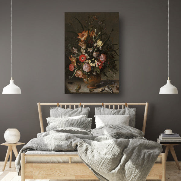Boeket bloemen in een vaas, insecten en kleine wezens - Jacob Marrel poster