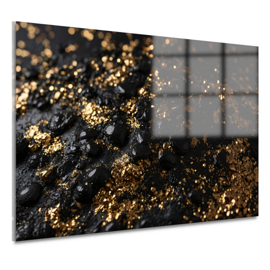 Zwarte Textuur en Gouden Glitters Kunstwerk acrylglas