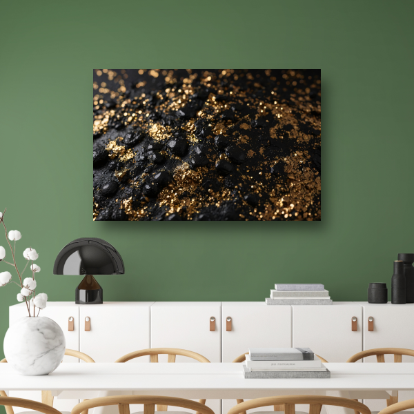 Zwarte Textuur en Gouden Glitters Kunstwerk poster