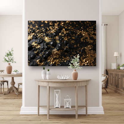 Zwarte Textuur en Gouden Glitters Kunstwerk acrylglas