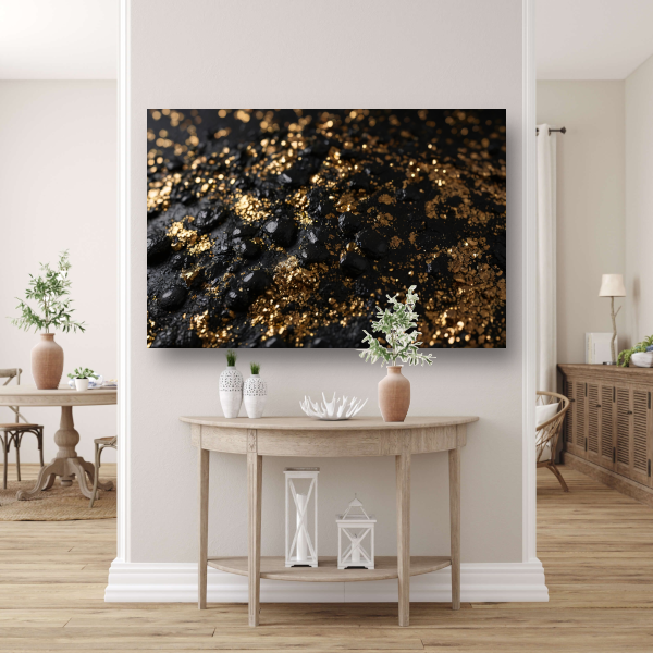 Zwarte Textuur en Gouden Glitters Kunstwerk poster
