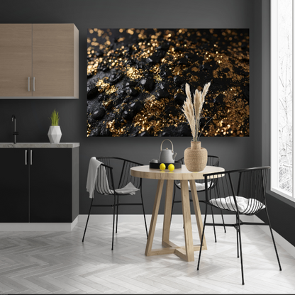 Zwarte Textuur en Gouden Glitters Kunstwerk poster