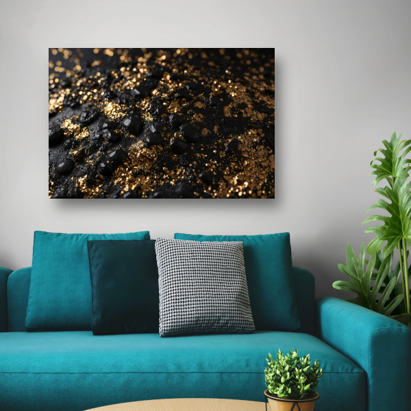 Zwarte Textuur en Gouden Glitters Kunstwerk poster