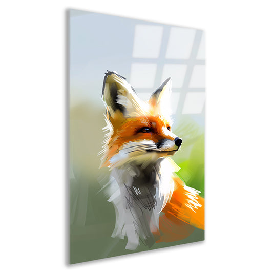 Prachtig realistisch schilderij van een vos acrylglas