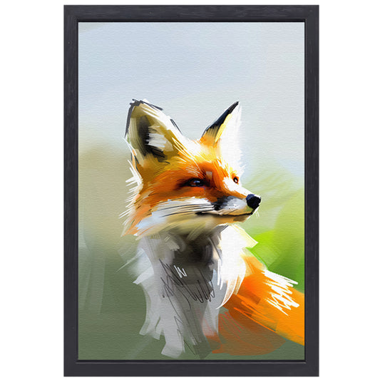 Prachtig realistisch schilderij van een vos canvas met baklijst